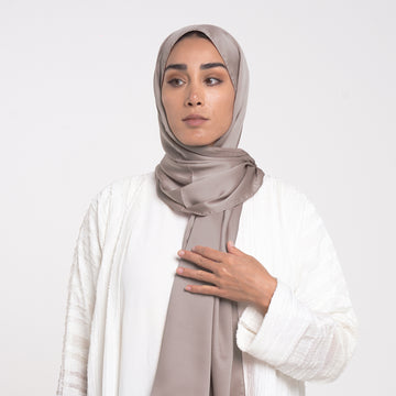 Smooth Satin Hijab - Stone Taupe