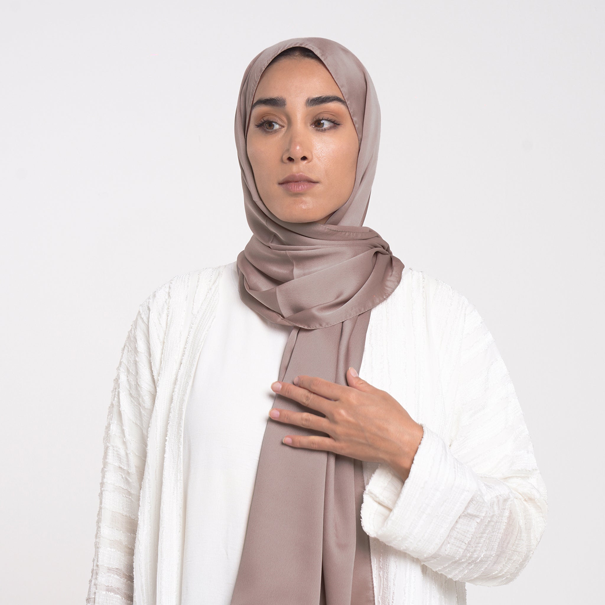 Smooth Satin Hijab - Dusty Taupe