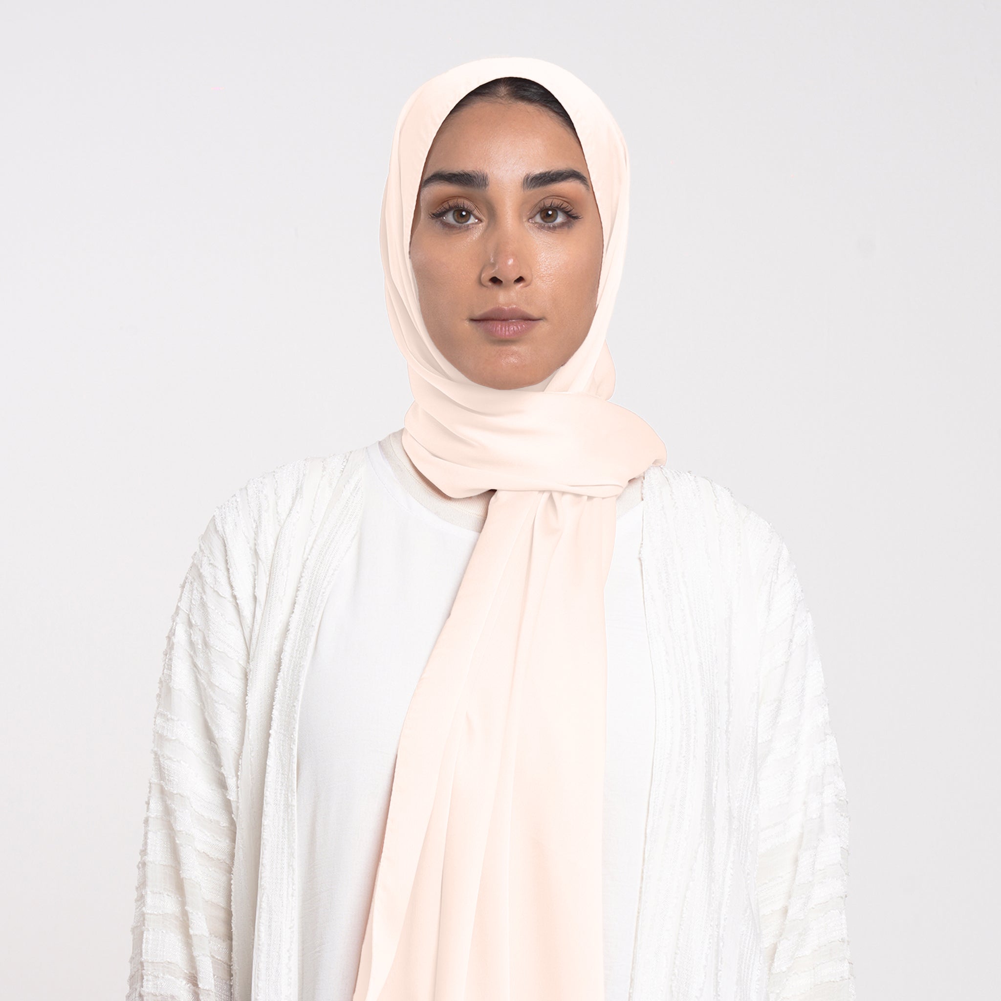 Smooth Satin Hijab - Ivory Blush