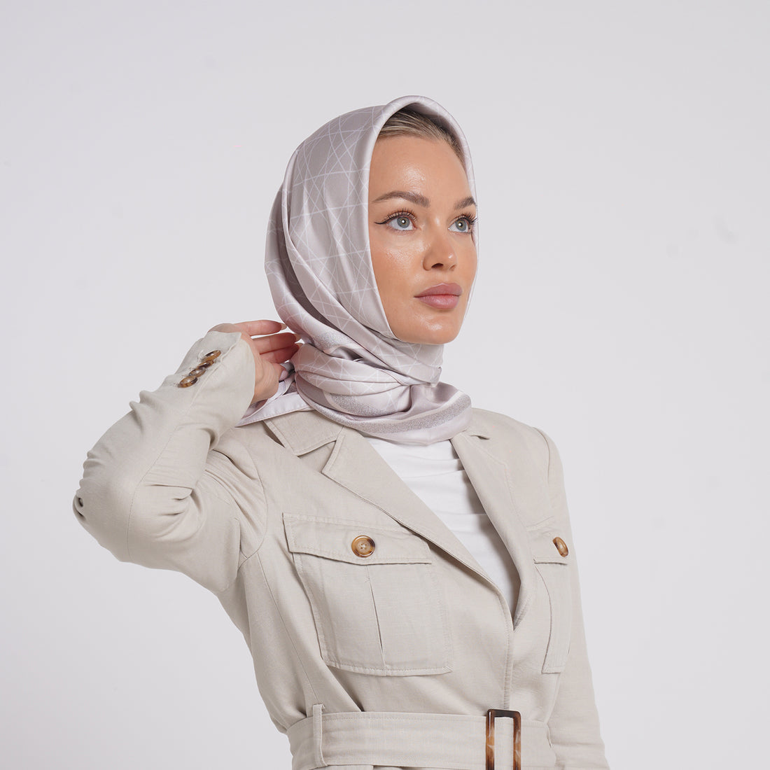 Satin Printed Esarp - Dusty Mauve
