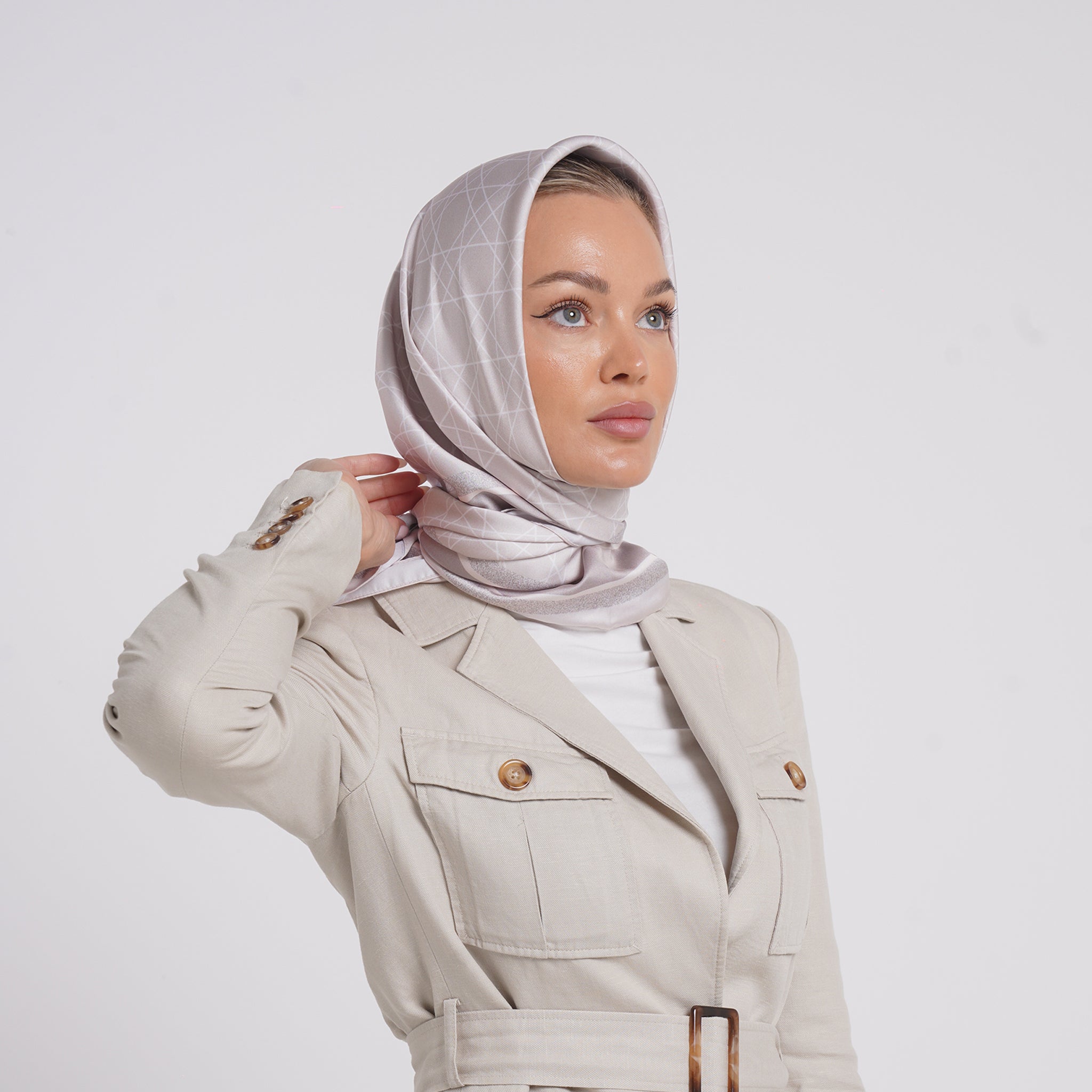 Satin Printed Esarp - Dusty Mauve